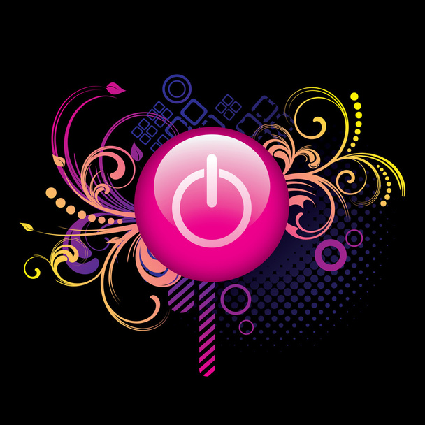 Colorful background and pink power button - Vector, Image