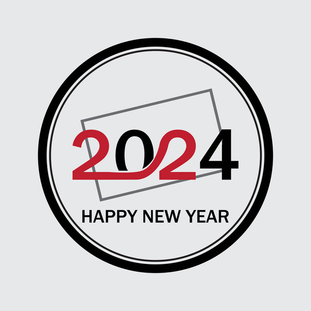 2024 happy new year number text design on circle for brochure,banner,banner design,calendar isolated on gray background - Vector, Image