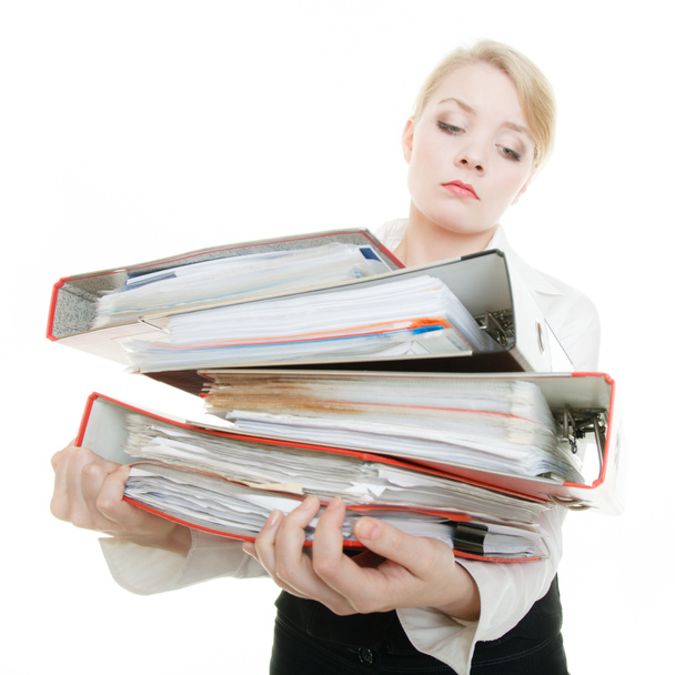 Woman holding stack of folders - Photo, Image