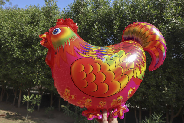 ヘンの形をしたヘリウムホイル気球. 鳥のテーマ動物パーティー装飾アイテム. 膨脹したガス気球 - 写真・画像