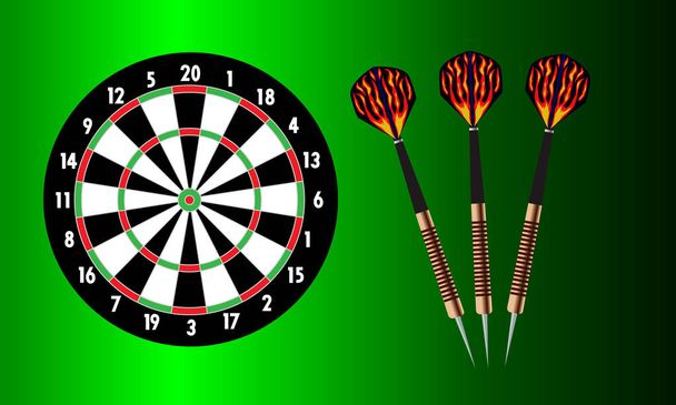 color vector illustration depicting a board and dart for playing darts for the design of labels, posters, interiors in the style of sports and leisure - Vector, Image