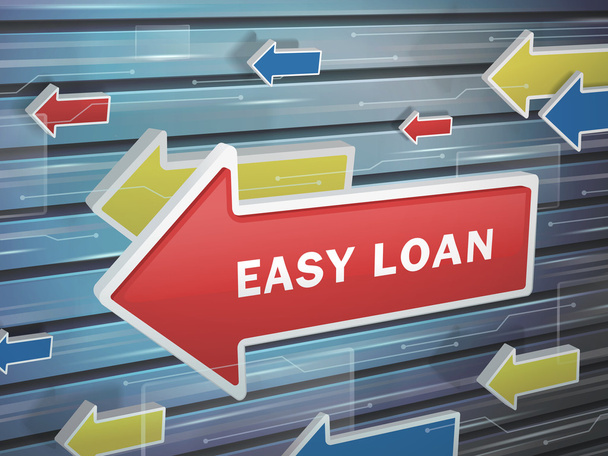 moving red arrow of easy loan words - Vector, Image