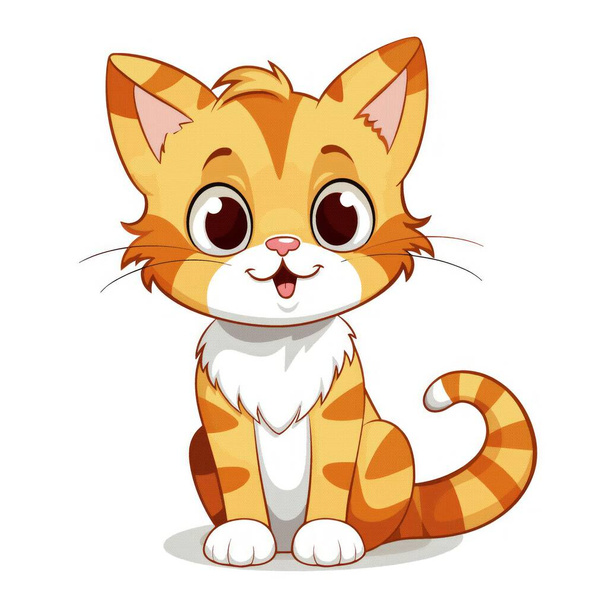carino gatto cartone animato vettore illustrazione grafica design isolato su bianco - Vettoriali, immagini