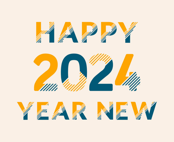 Šťastný nový rok 2024 Abstraktní žlutá a zelená grafický design vektorové logo symbol ilustrace - Vektor, obrázek