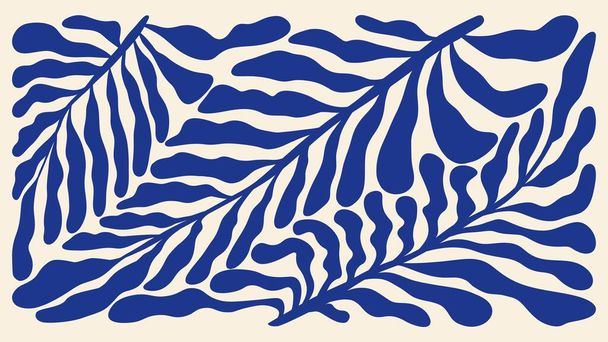 Abstracte minimale poster. Hedendaagse bloemenelementen achtergrond, moderne print organische golvende vormen Matisse stijl. Vectorkunst. - Vector, afbeelding