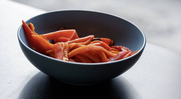 Sliced Red Peppers in Bowl - Photo, Image