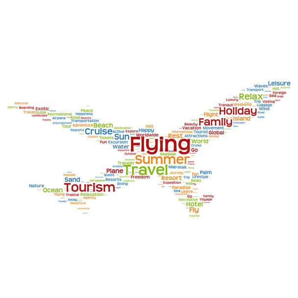 Tourism plane word cloud - Vector, Image