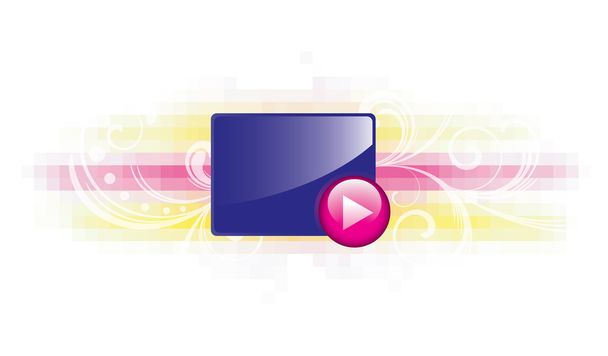 Play button with pixel background - Vector, Image