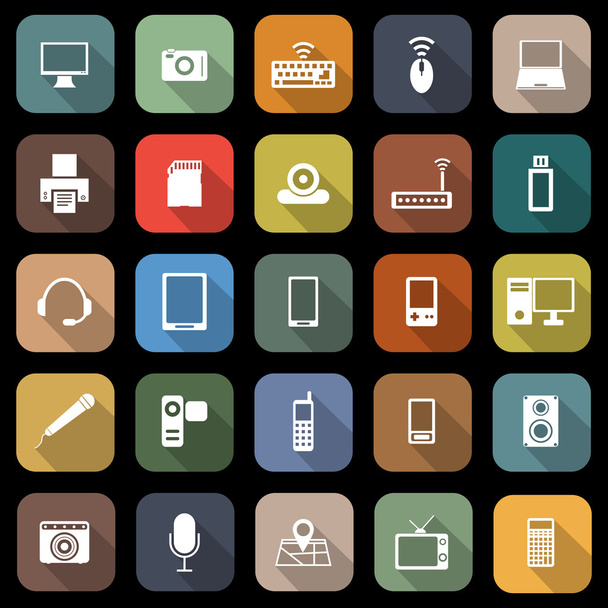 Gadget flat icons with long shadow - Vector, Image