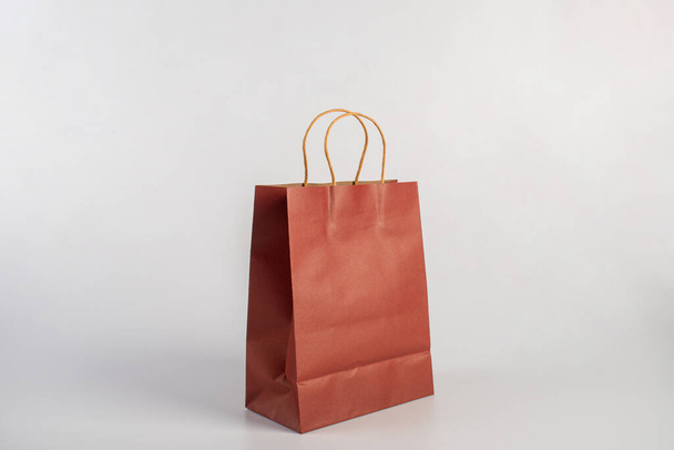 Red Paper Bag isolated on white background. - Photo, Image