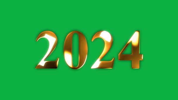 2024 κείμενο χρυσό εφέ κίνησης με πράσινη οθόνη - Πλάνα, βίντεο
