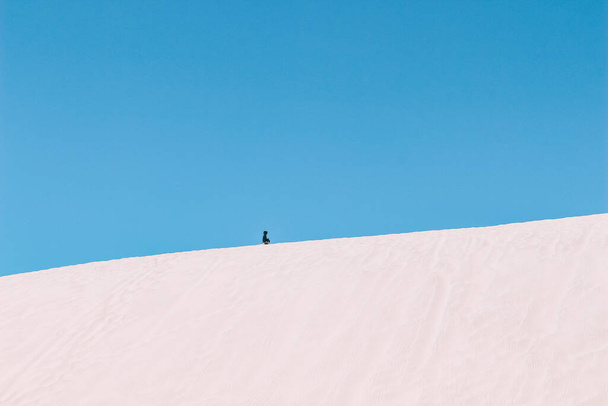 Persona irreconocible en enormes dunas de arena, Dunas de Taton, Catamarca, Argentina. Foto de alta calidad - Foto, imagen