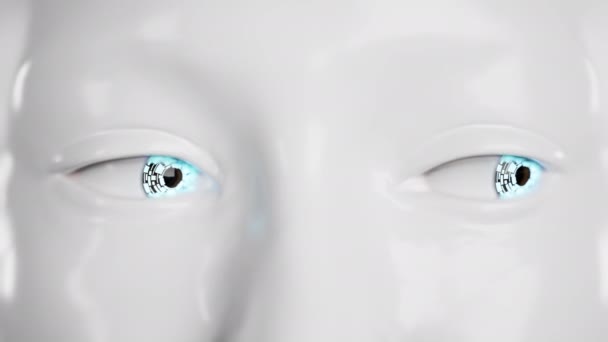 Csukd be a szemed humanoid robotról. technológiák a futurisztikus. 3D animáció. - Felvétel, videó