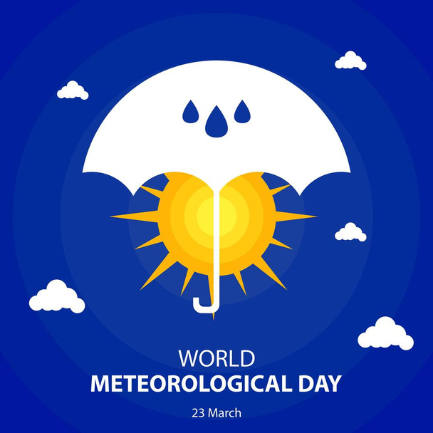 Illustration vectorielle du soleil derrière le parapluie, parfaite pour la journée internationale, la journée météorologique mondiale, célébrer, carte de voeux, etc.. - Vecteur, image