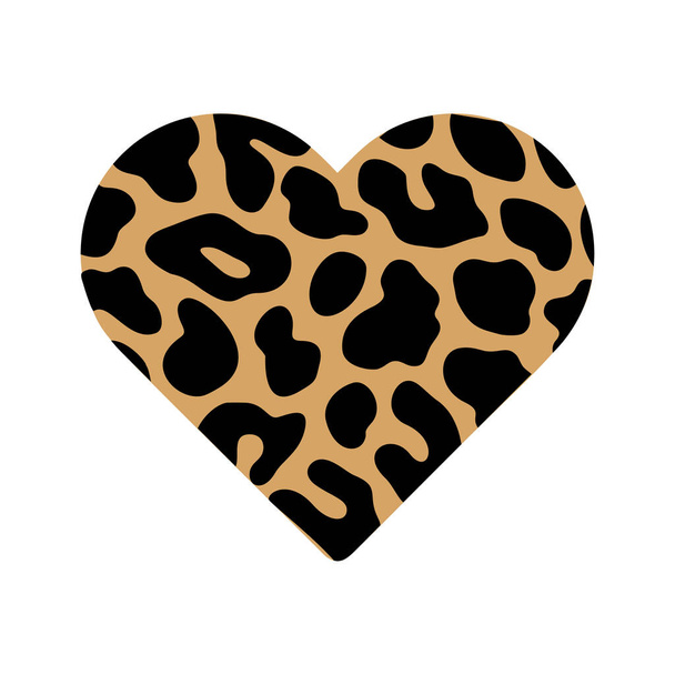 Salvaje leopardo impreso corazón clipart vector San Valentín amor forma - Vector, imagen