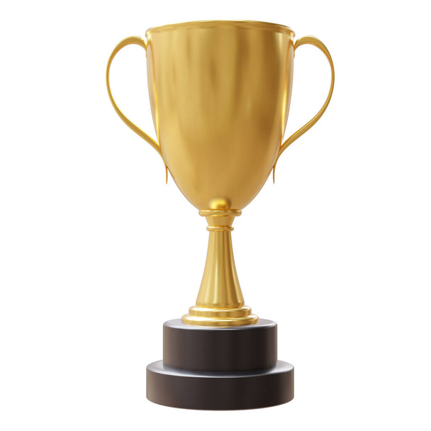 Trophy cup golden isolated on white transparent background, First place, winner - Photo, Image