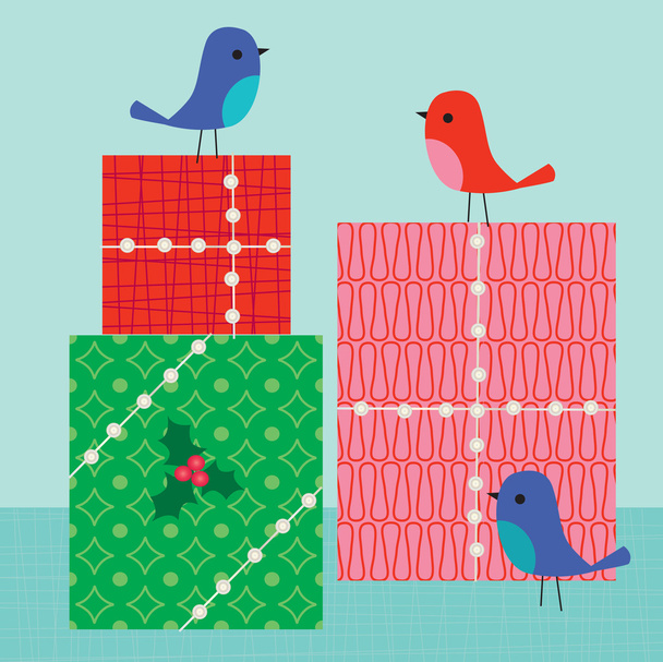 Πουλιά και δώρα εικονογράφηση - Διάνυσμα, εικόνα