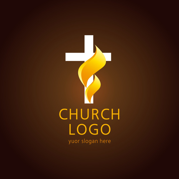 炎の教会ロゴ クロス - ベクター画像
