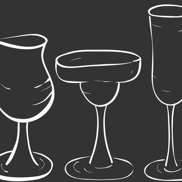The pattern of glasses for cocktails  - Vector, Image
