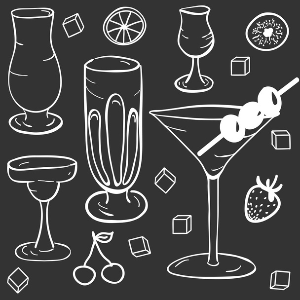 The pattern of glasses for cocktails - Vector, Image