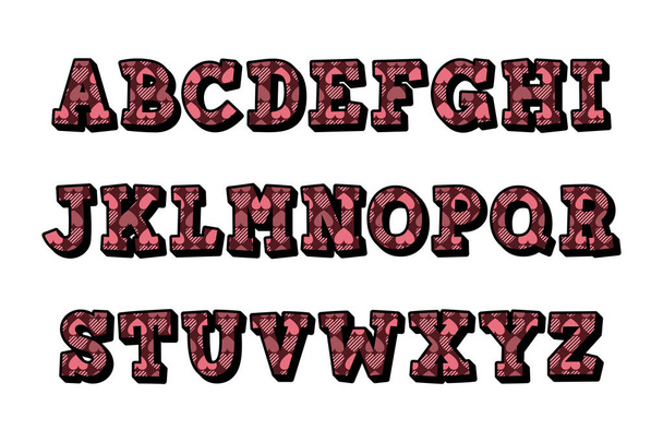 Colección versátil de letras románticas del alfabeto para varios usos - Vector, Imagen