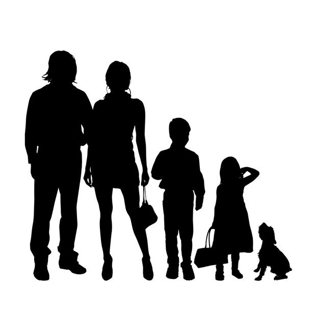 Černá silueta rodiny - Vektor, obrázek