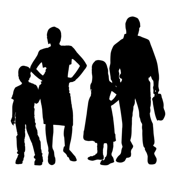 Schwarze Silhouette einer Familie - Vektor, Bild