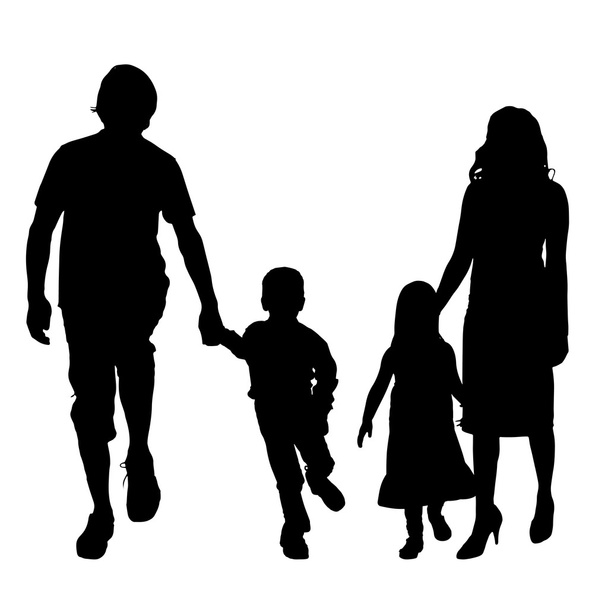 Silhouette nera di una famiglia
 - Vettoriali, immagini