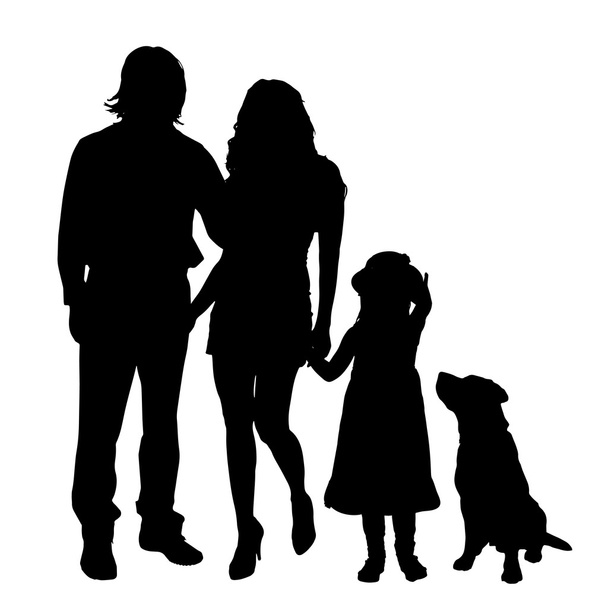 Black silhouette of a family - Vector, Image