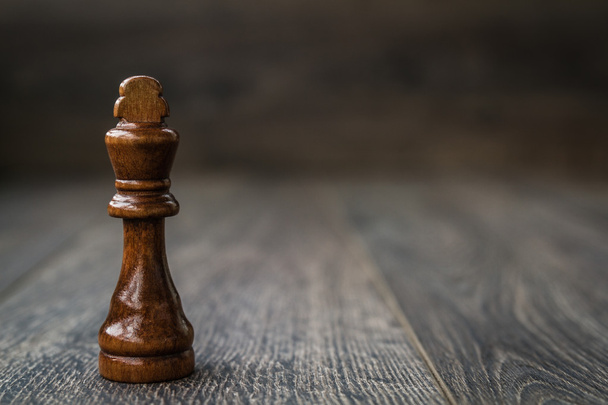 Black King, Chess Piece on a Wooden Table - Foto, Imagem