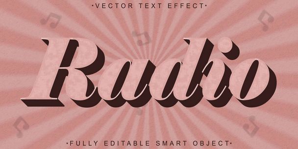 Vector de radio retro Efecto de texto de objeto inteligente totalmente editable - Vector, Imagen