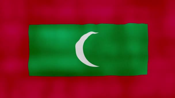 Malediven Flagge wehendes Tuch Perfect Looping, Vollbild-Animation 4K Auflösung.mp4 - Filmmaterial, Video