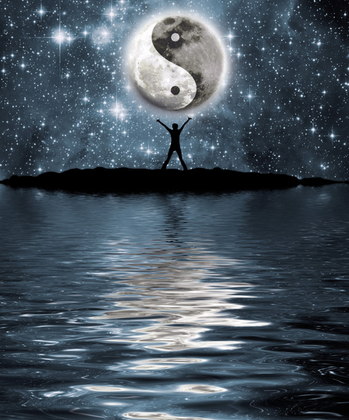 Lune avec le signe du yin et du yang
 - Photo, image
