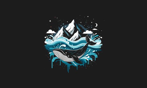 wieloryb i góry i wektor morza ilustracja projekt graficzny - Wektor, obraz