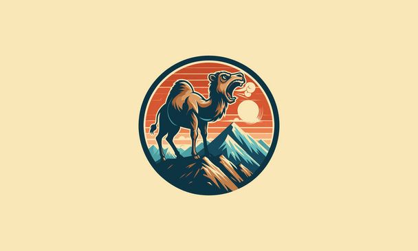 верблюд сердиться на горі Векторний дизайн логотипу - Вектор, зображення