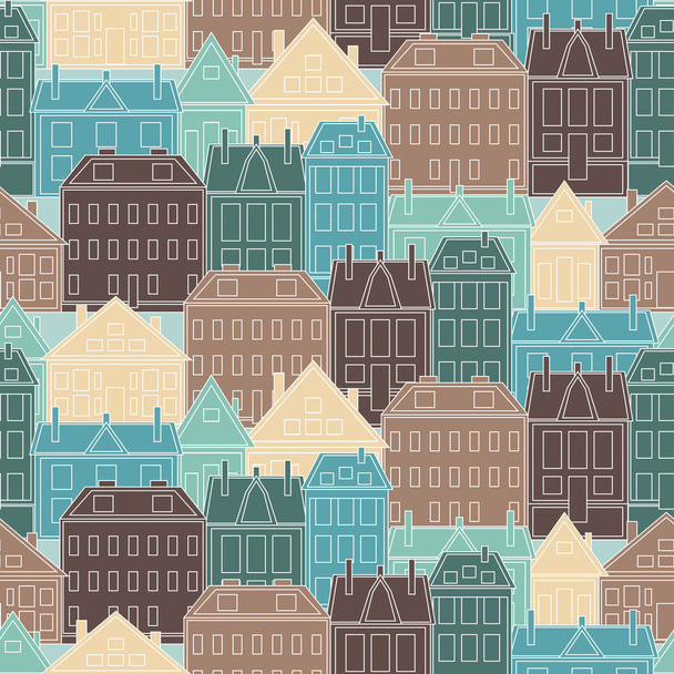 Houses seamless pattern - Vector, Image