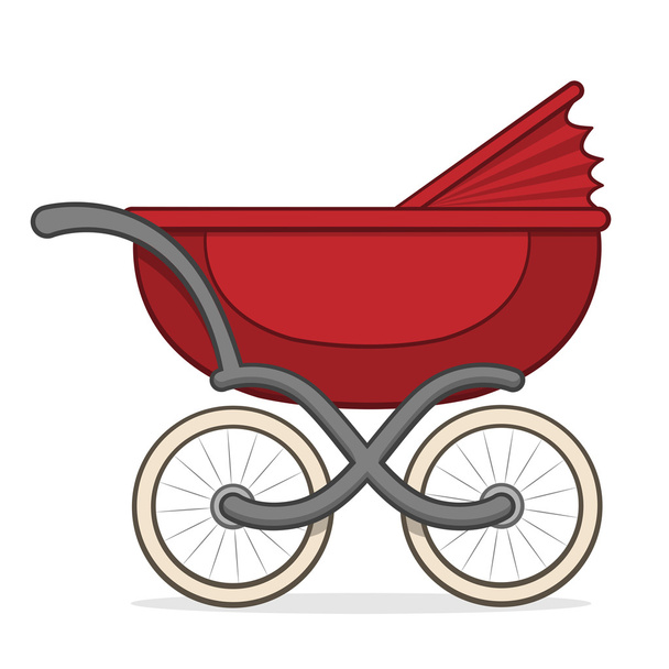 Kleurrijke rode buggy of kinderwagen - Vector, afbeelding