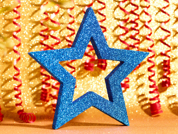 Golden holiday background with stars. Talent show awarding background - Photo, Image