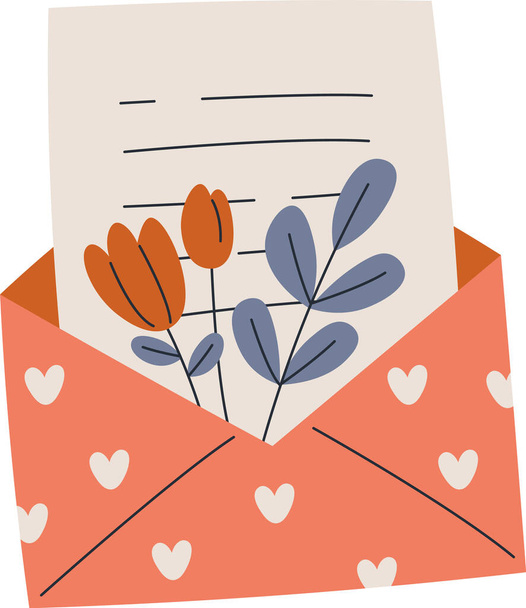 Envelope de amor com flores Vector Ilustração - Vetor, Imagem