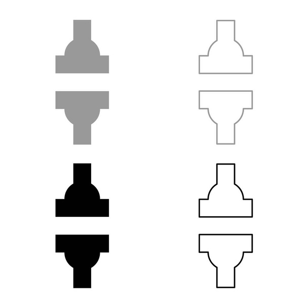 Machine pers automatische hydraulische fabriek industriële set pictogram grijs zwart kleur vector illustratie afbeelding eenvoudige solide vul contour lijn dunne platte stijl - Vector, afbeelding