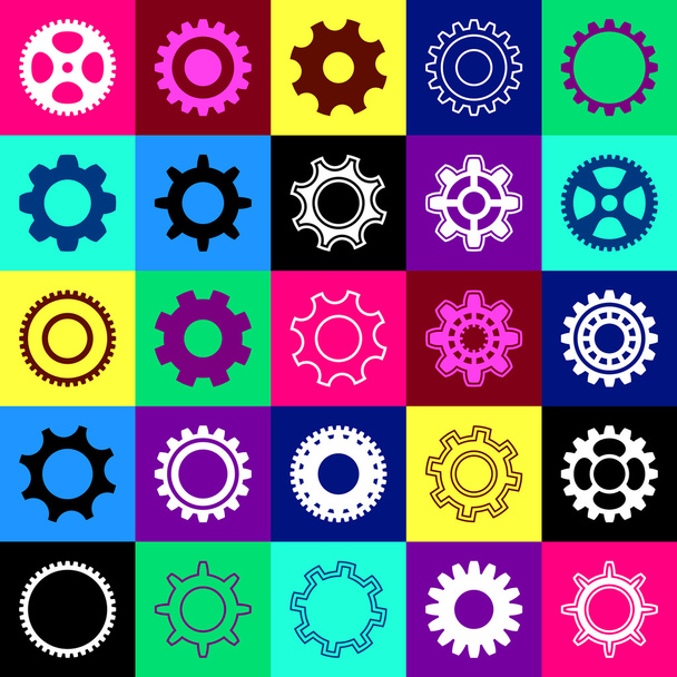 Iconos de rueda de engranaje en cuadrados
 - Vector, imagen