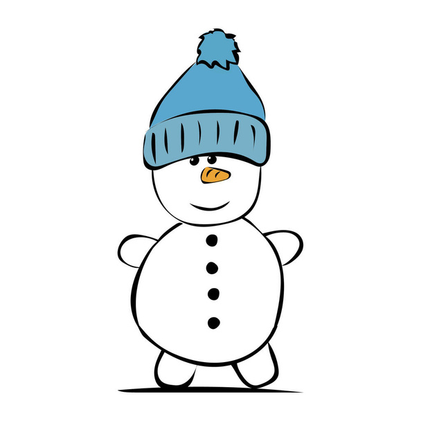 Бегущий снеговик в шляпе - Фото, изображение