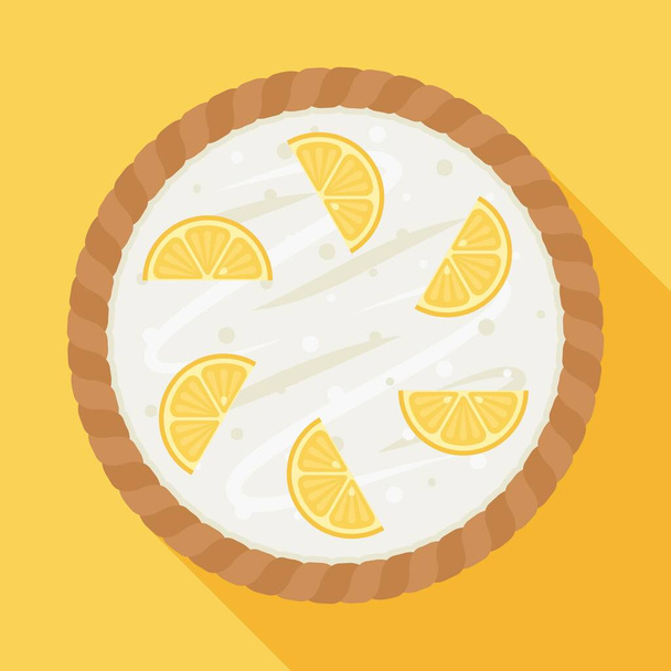 Una fetta vibrante di torta al limone ornata da un pezzo di limone dorato in cima a un vortice di panna montata, sullo sfondo giallo vibrante. - Vettoriali, immagini