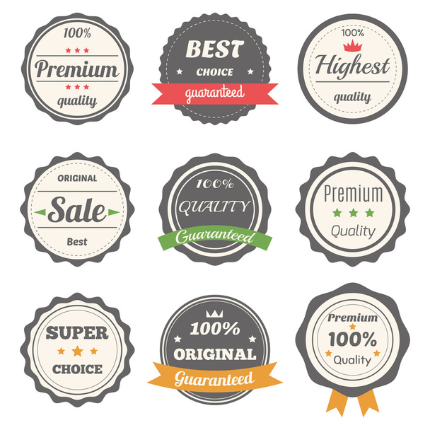 Vector set of retro labels. Best choice, guaranteed and premium  - ベクター画像
