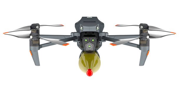 Racing Drone, FPV Configurado para entregar cargas anti-blindaje. Representación 3D aislada sobre fondo blanco - Foto, Imagen