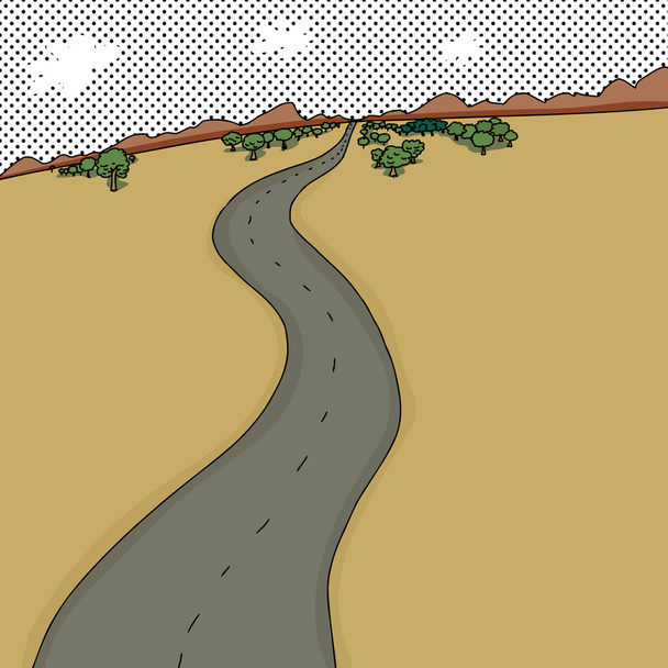 Дорога через пустыню
 - Вектор,изображение