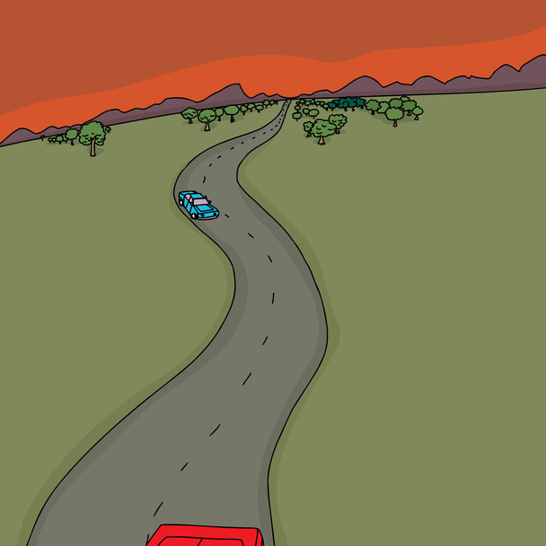 Cars on Road During Sunset - Vector, Image