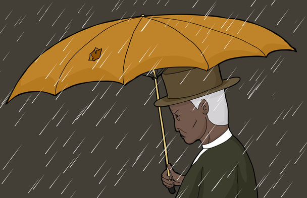 Homem com guarda-chuva rasgado na tempestade
 - Vetor, Imagem