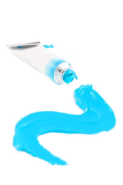 Tinta de mancha azul brilhante colorida do artista
 - Foto, Imagem