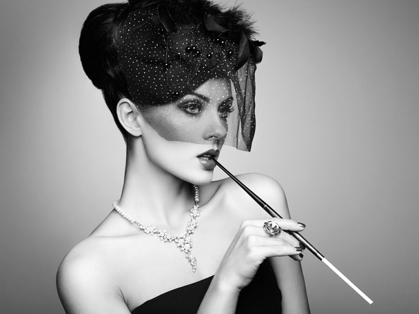 Portrait of beautiful sensual woman with elegant hairstyle - Zdjęcie, obraz